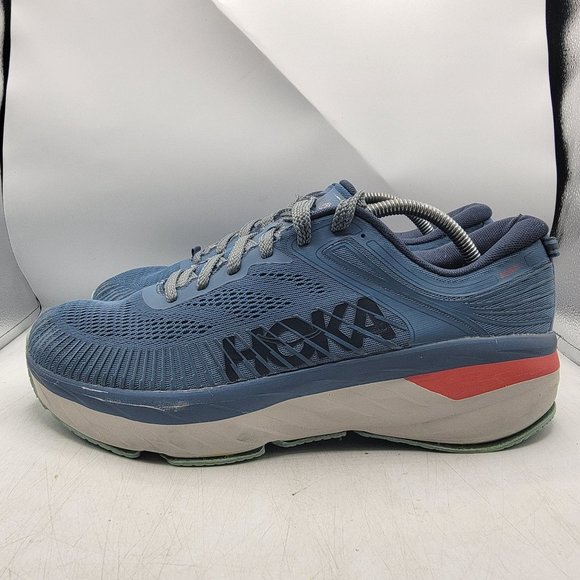 Hoka One One Bondi 7 Shoes Mens Size 11.5 Blue Running Shoes 1110518 RTOS